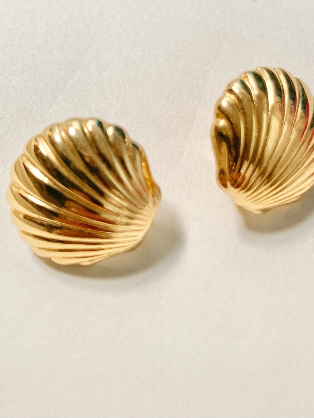 Vintage Gold Shell-Textured Stud Earrings - Women Jewelry